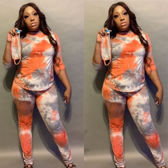 Tie dye 2 piece set with Mask - Picture 1 of 1